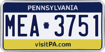 PA license plate MEA3751