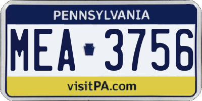 PA license plate MEA3756