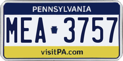 PA license plate MEA3757