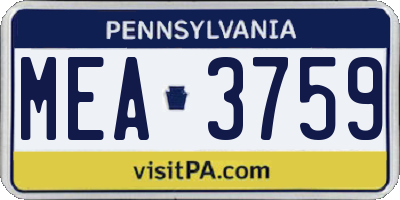 PA license plate MEA3759