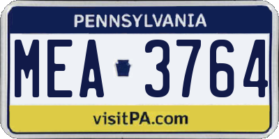 PA license plate MEA3764