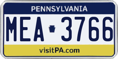 PA license plate MEA3766