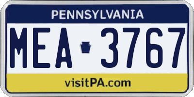 PA license plate MEA3767