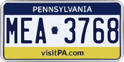 PA license plate MEA3768