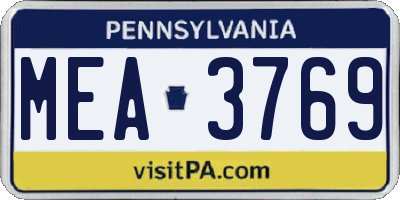 PA license plate MEA3769