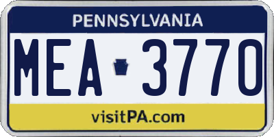 PA license plate MEA3770