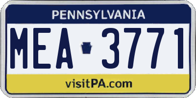 PA license plate MEA3771