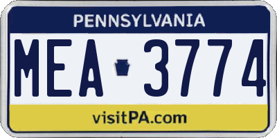 PA license plate MEA3774