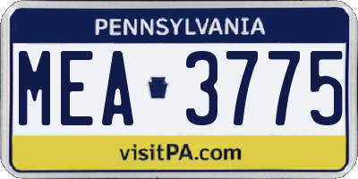 PA license plate MEA3775