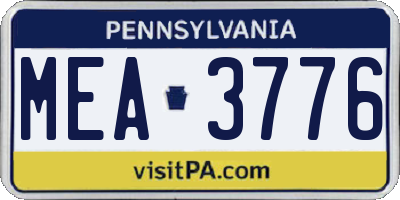 PA license plate MEA3776