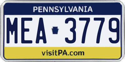 PA license plate MEA3779