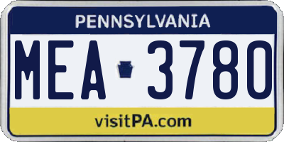 PA license plate MEA3780