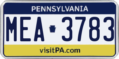PA license plate MEA3783