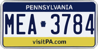 PA license plate MEA3784