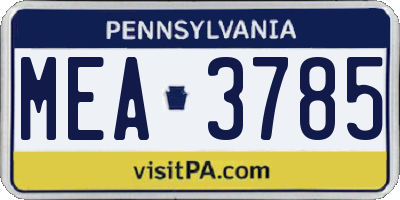 PA license plate MEA3785