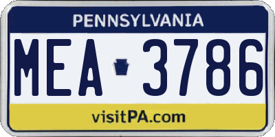 PA license plate MEA3786