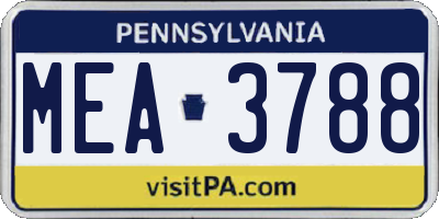 PA license plate MEA3788