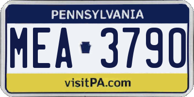 PA license plate MEA3790