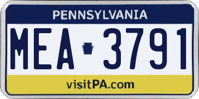 PA license plate MEA3791