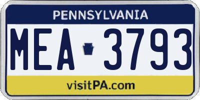 PA license plate MEA3793