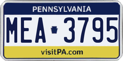 PA license plate MEA3795