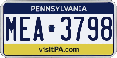 PA license plate MEA3798