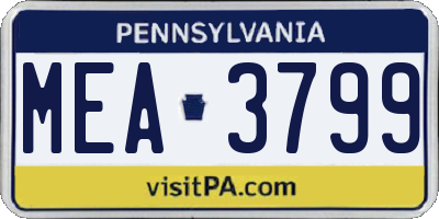 PA license plate MEA3799