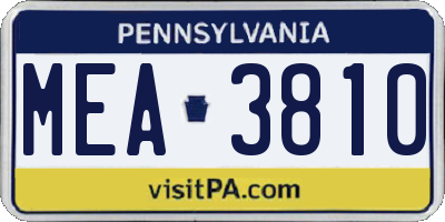 PA license plate MEA3810