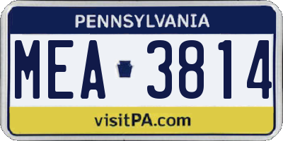 PA license plate MEA3814