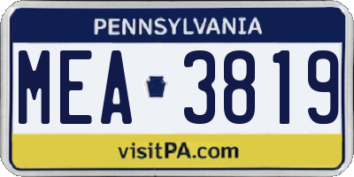 PA license plate MEA3819