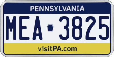 PA license plate MEA3825