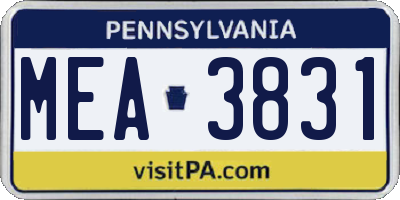 PA license plate MEA3831