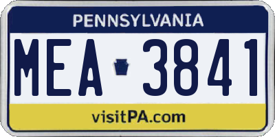 PA license plate MEA3841