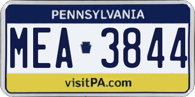 PA license plate MEA3844