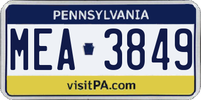 PA license plate MEA3849