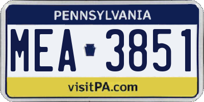 PA license plate MEA3851