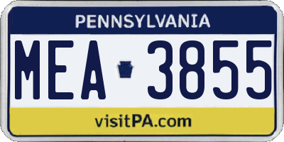 PA license plate MEA3855