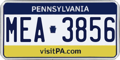 PA license plate MEA3856