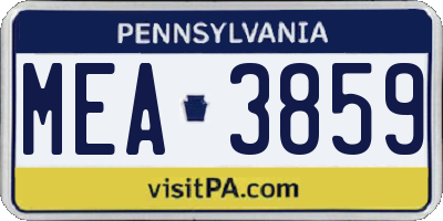 PA license plate MEA3859