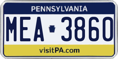 PA license plate MEA3860