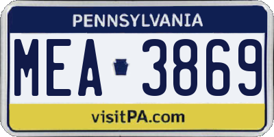 PA license plate MEA3869