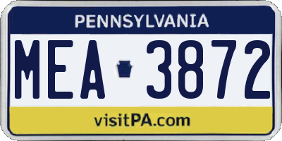 PA license plate MEA3872