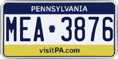 PA license plate MEA3876