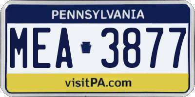 PA license plate MEA3877