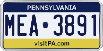 PA license plate MEA3891