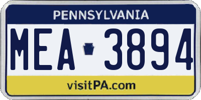 PA license plate MEA3894