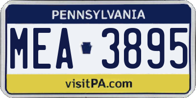 PA license plate MEA3895