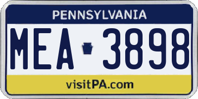 PA license plate MEA3898