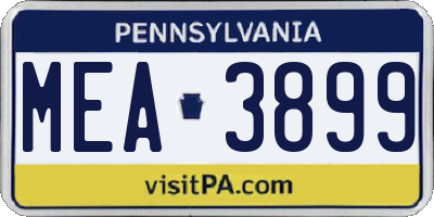 PA license plate MEA3899