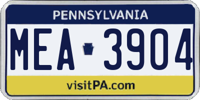PA license plate MEA3904